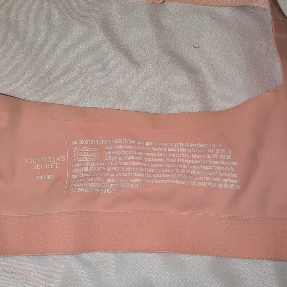 Victoria's Secret Zip up Sports Bra 36C Pink - Picture 4 of 5